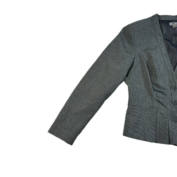 Women's Worthington Black Gray White Chevron Stripe Button Pleated L/S Jacket 16 - Picture 3 of 11